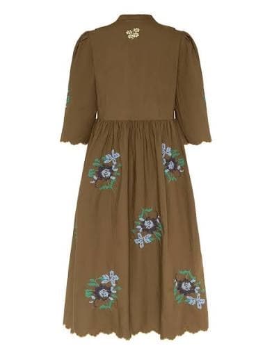 Olive Embroidered Midi